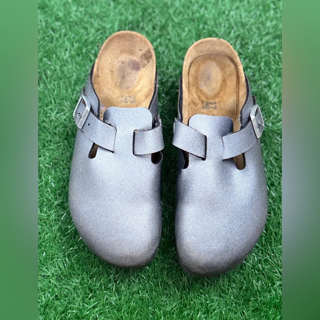 Birkenstock Silver Buckle Clogs Size Eu 37 Us L-6 M-4